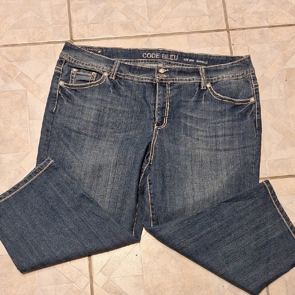 q Code Bleu Women's Blue capris Jeans size 20W